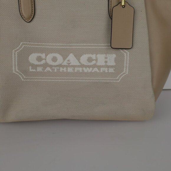 Coach Badge Jacquard Elise Satchel Chalk Taupe - Picture 5 of 16